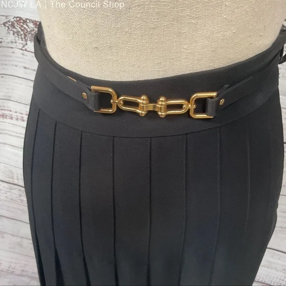 Zimmermann Black Pleated Belted Gold
Tone Horsebite Long Skirt - Size 0 - Picture 5 of 8